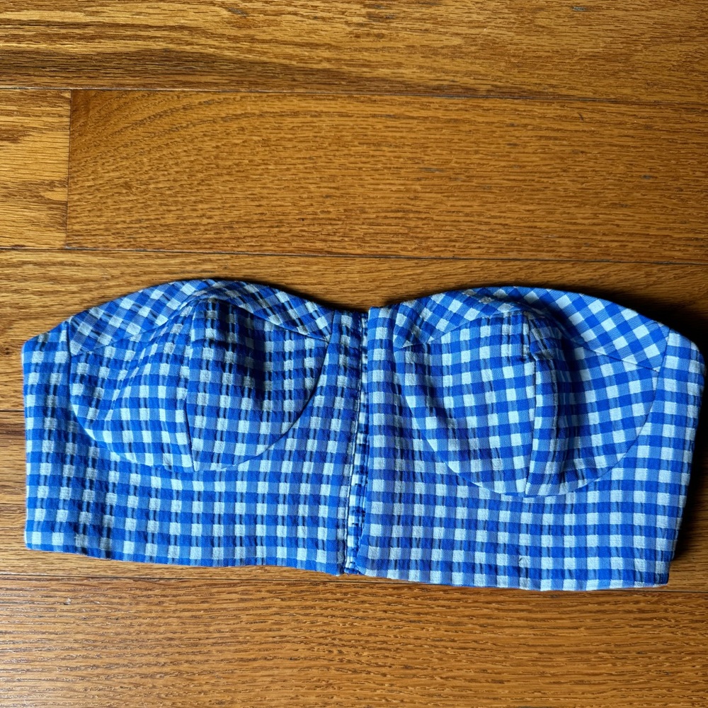 Zara blue and white checkered strapless top. Great summer set - never worn!